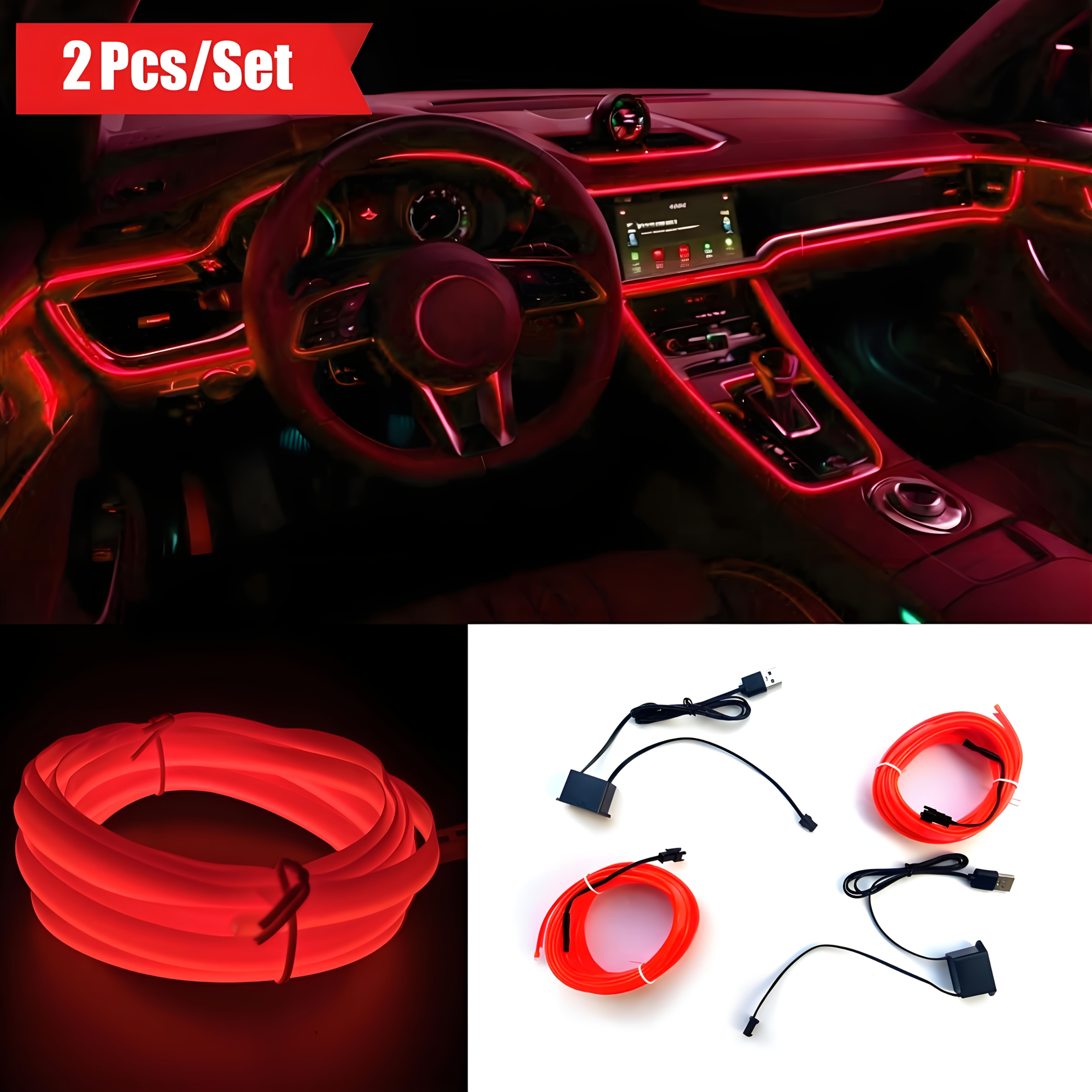 TEMU 2pcsset16ft 5v Usb Light Strip El Wire Car Interior Led Strips Lights Electroluminescent Vehicle Interior Ambient Lighting Decor Accessories TEMU 2pcsset16ft 5v Usb Light Strip El Wire Car Interior Led Strips Lights Electroluminescent Vehicle Interior Ambient Lighting Decor Accessories