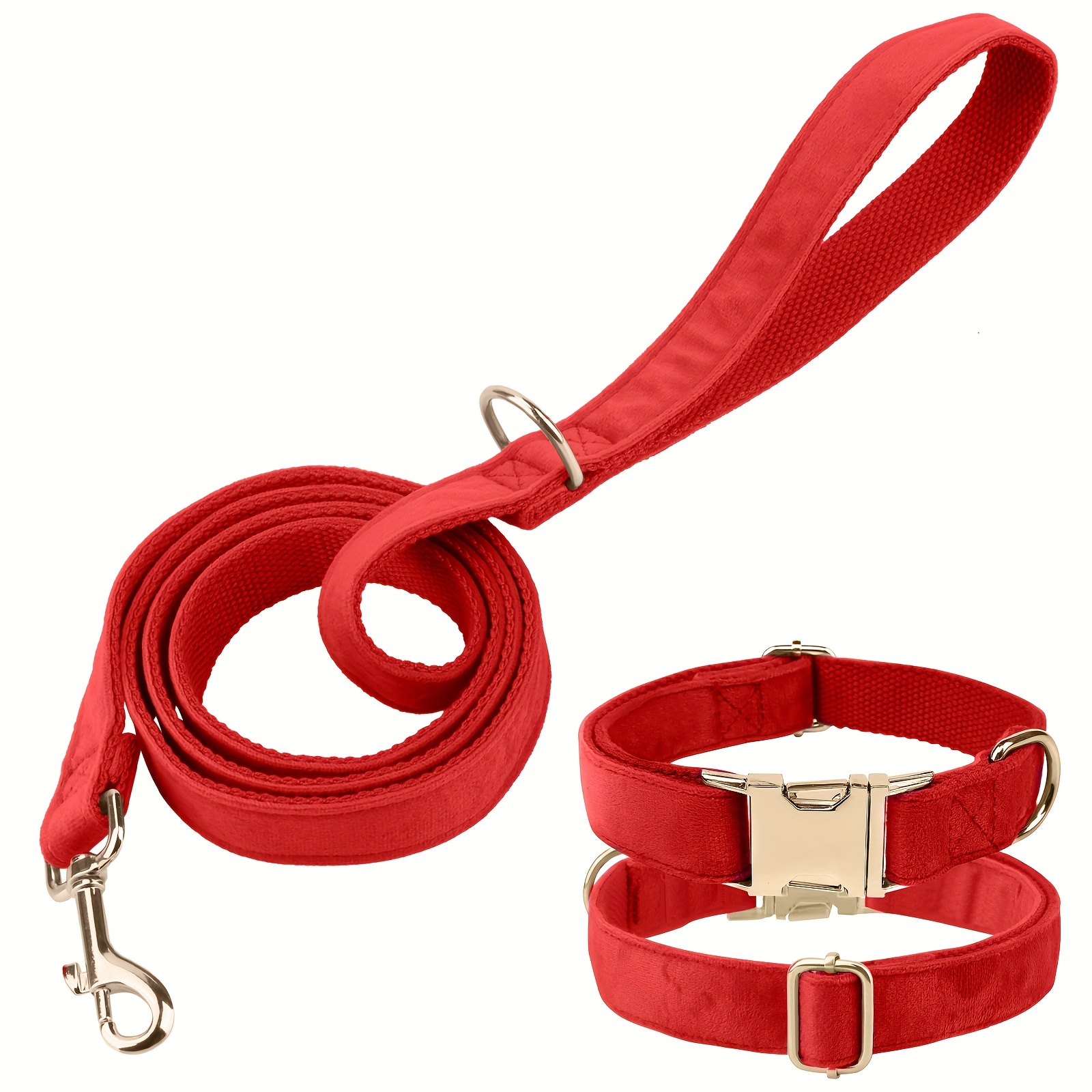 Velvet Dog Collar & Leash Set, Multi-Color Trendy Matching
