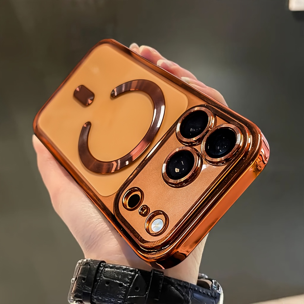 TEMU Phone Case: Luxury Electroplated Transparent Magnetic Suction Wireless Charging Mobile Phone Case, Suitable For Iphone 17/16/15/14/13/12 Pro And