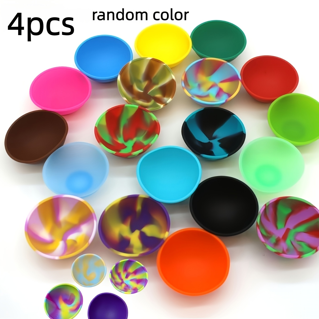 TEMU 4pcs Mini Silicone Bowls Suitable For Home, Office & Travel - Multicolor Portable Facial Mask Bowls, Durable Easy-clean Hair Containers, Random
