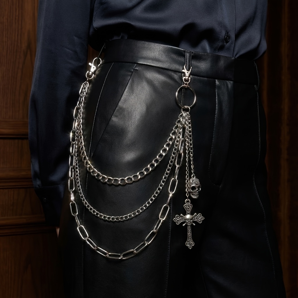 Multi chain belt style skeleton Silver Skeleton Hand Chain Belt: Red Crystal Drip  main image 4