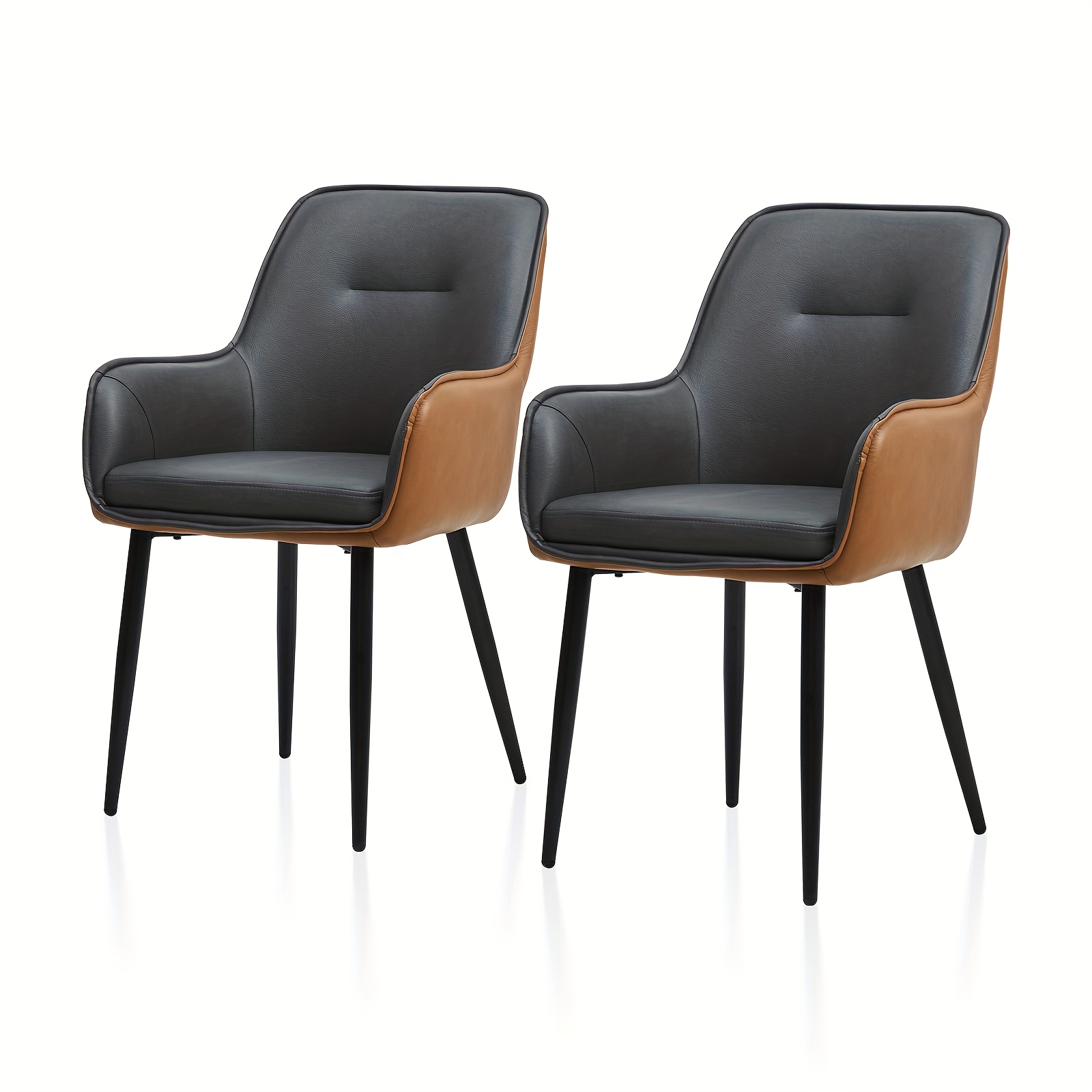 TEMU Dining Chairs Set Of 2 Faux Leather Modern Padded Kitchen Chairs With Backrest And Metal Legs, Upholstered Armchairs Room Lounge Occasional