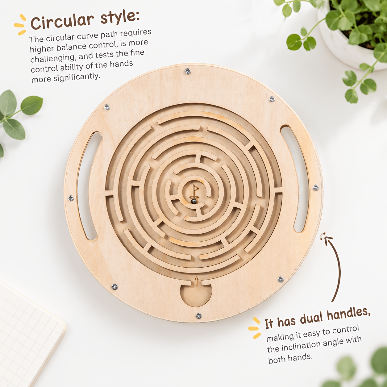 Right-Angle/Round Ring Ball Maze Toy, Logic Game