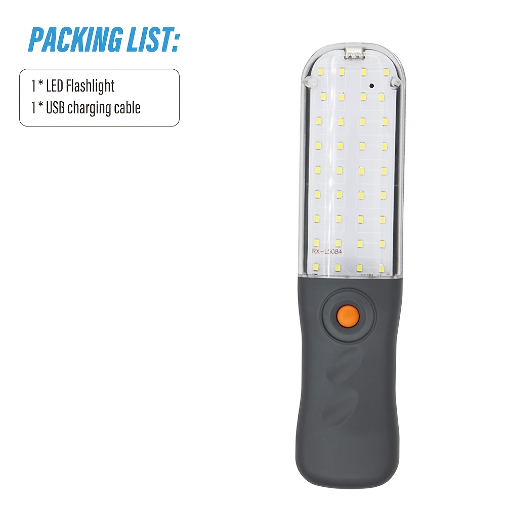 TEMU Rechargeable Work Light, Magnetic Flashlight With Hook, 360° Rotating Foldable Design, 5-mode Led Work Light, Mechanical , Ideal , Lighting,