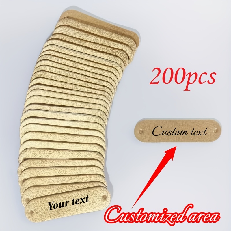 TEMU 100/200pcs Per Pack, Custom Personalized Engraved Name Synthetic Leather Tags, Customize Your Rounded-corner Name Tags With Pre-cut Holes,