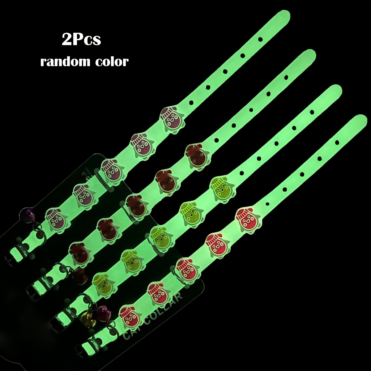 E-shop 2er-Pack Pinguin-förmige Leucht-Halsbänder für Katzen und Hunde | Fluoreszierend, Anti-Verlust-Nachtschutz, Zufällige Farbe, Gummimaterial