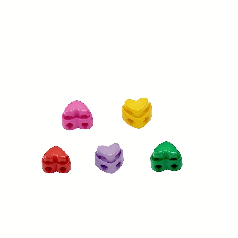 TEMU 5pcs Set Of Knitting Needle Stoppers, Needle Tip Locks, Double-hole Needle Tip Protectors, Heart-shaped Plastic Rope Locks, Spring Pushing Stop