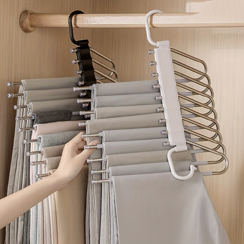 

9-tier Pants Organizer: Save 80% Space With This Multi-functional, Non-slip Metal Hanger For Pants, Jeans, Leggings, And More - Perfect For Indoor Use
