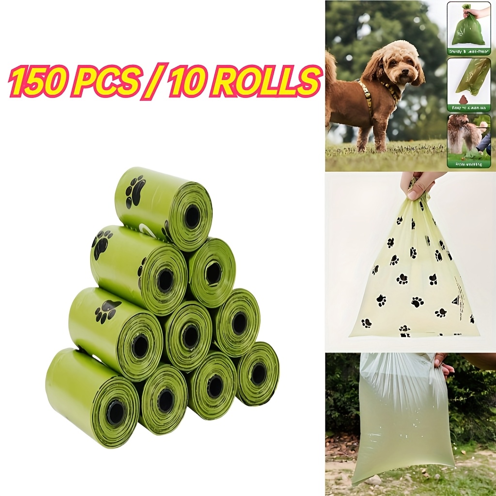 150pcs 10 rolls of 15pcs roll ultra thick dog   bags 150pcs 10 rolls portable and leak proof pet waste bags suitable for cats and dogs outdoor environment maintenance   bag