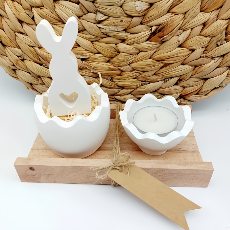 

2pcs/set Storage Box Diy Rabbit Epoxy Plaster Egg Candlestick Easter Making Supplies