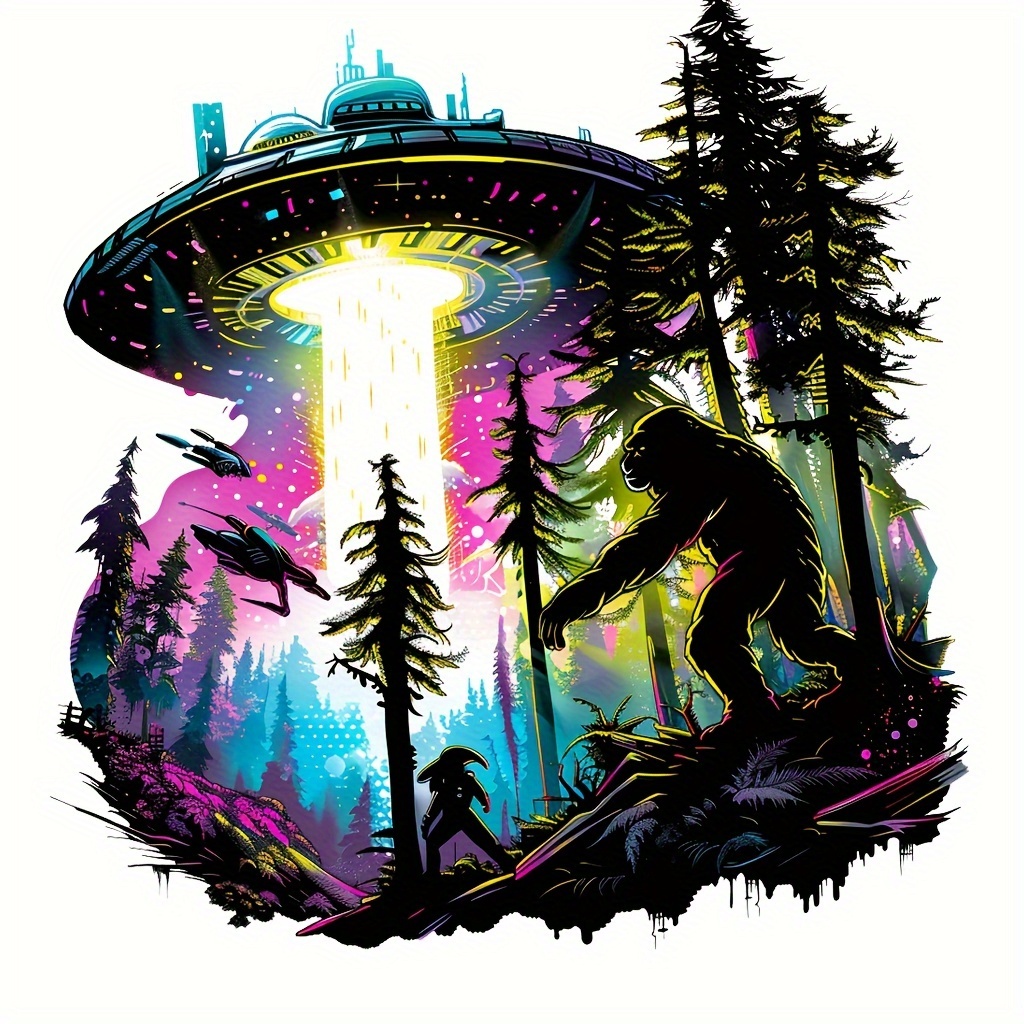 

Sasquatch Forest Ufo Encounters Vinyl Sticker - Waterproof, Sun-resistant Decal With Gift Scraper, Versatile For Cars, Trucks, Motorcycles, Laptops, Skateboards, Home Decor