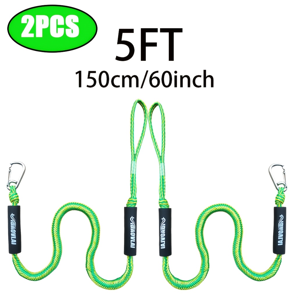 Green Vertical Stripe Bungee Dock Line, Elastic Dock Rope