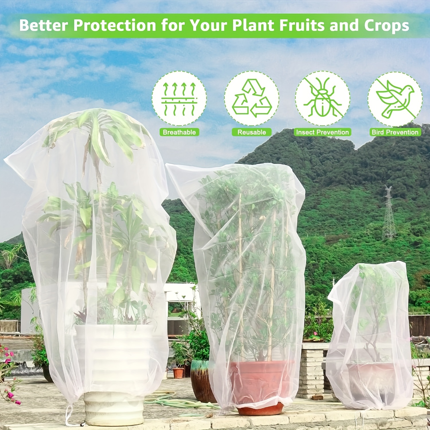 

1pcs Plant Protection Netting Bag For Fruit, Vegetables, Shrubs, Strawberries, Grapes - Pe Material, White, Reusable & Breathable Mesh With Drawstring For Pest & - Garden Tool