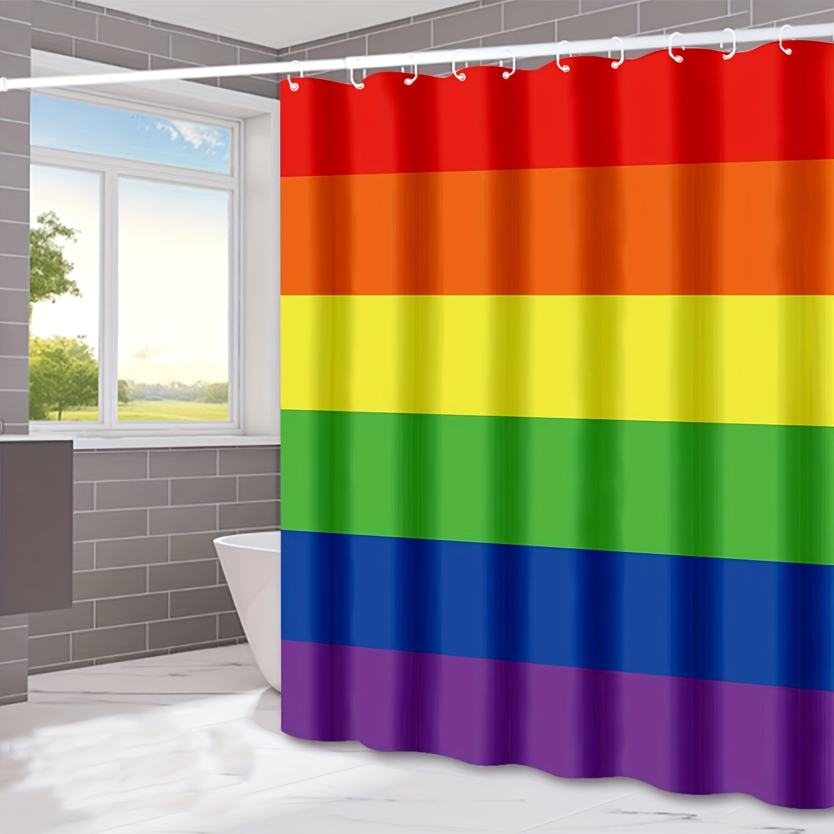 Shower Curtain Set Colorful Rainbow Century Retro Polka - Temu