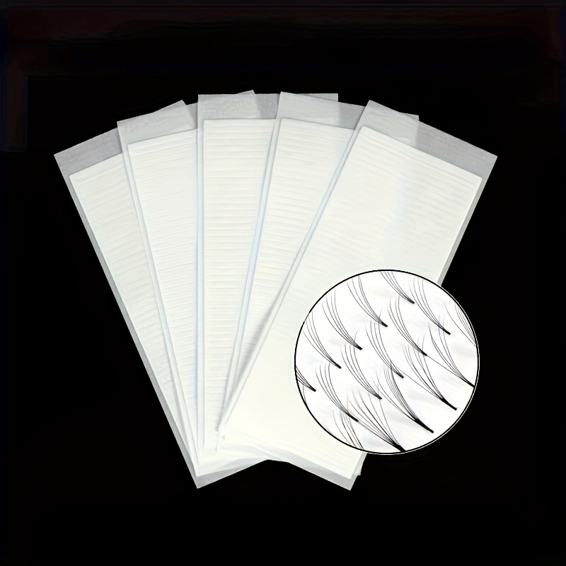 5 Sheets/250 Strips False Eyelash Fan Tape Holder With Double-sided Adhesive - Lash Extension Storage Organizer, Pre-cut For Volume Lashes, Makeup & Beauty Tools Supplies, Fanlike , Durable Adhesive