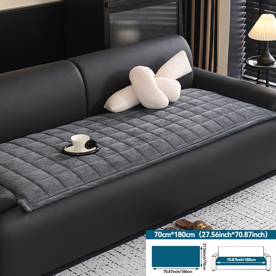 1pc Corduroy Sofa Cushion, Plush Feel, Plaid Stripe Solid , Modern Home Decor, Machine Washable, Suitable For 2, 3, 4 Seater Sofas, Ideal For Home Use
