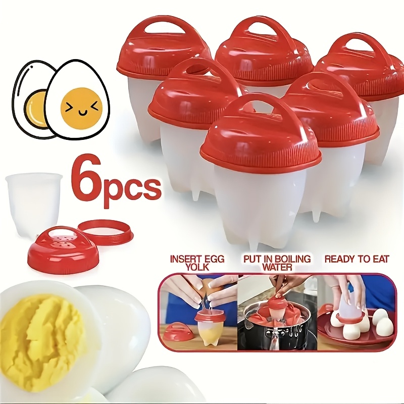 

6-pack Silicone Egg Poacher Set - , High-temperature Resistant Plastic Egg Cooking Cups For & Hard Eggs, Easy Shellless Prep, Uncharged Kitchen Gadgets