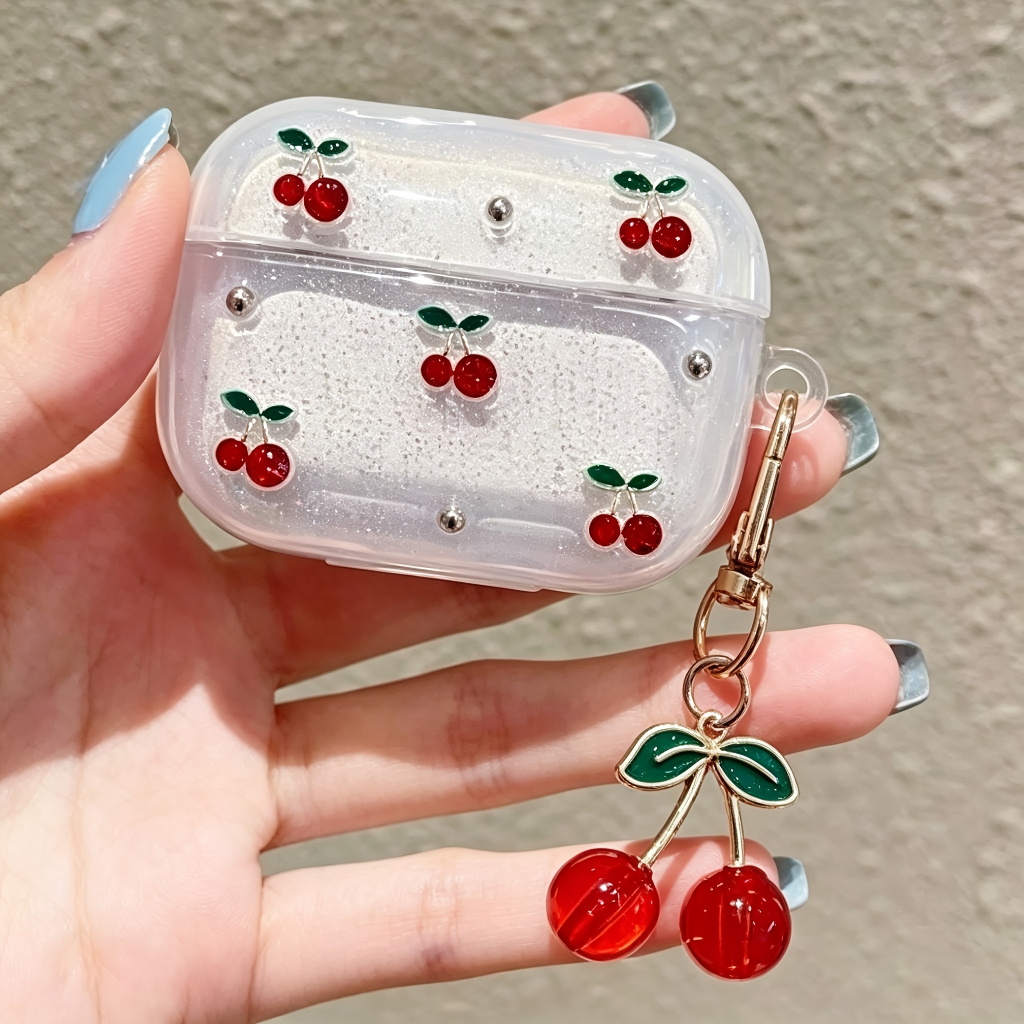 TEMU Cherry-shaped Silicone Wireless Earphone Case, Suitable For For Airpods 4/3/pro/, Shockproof Protective Cover