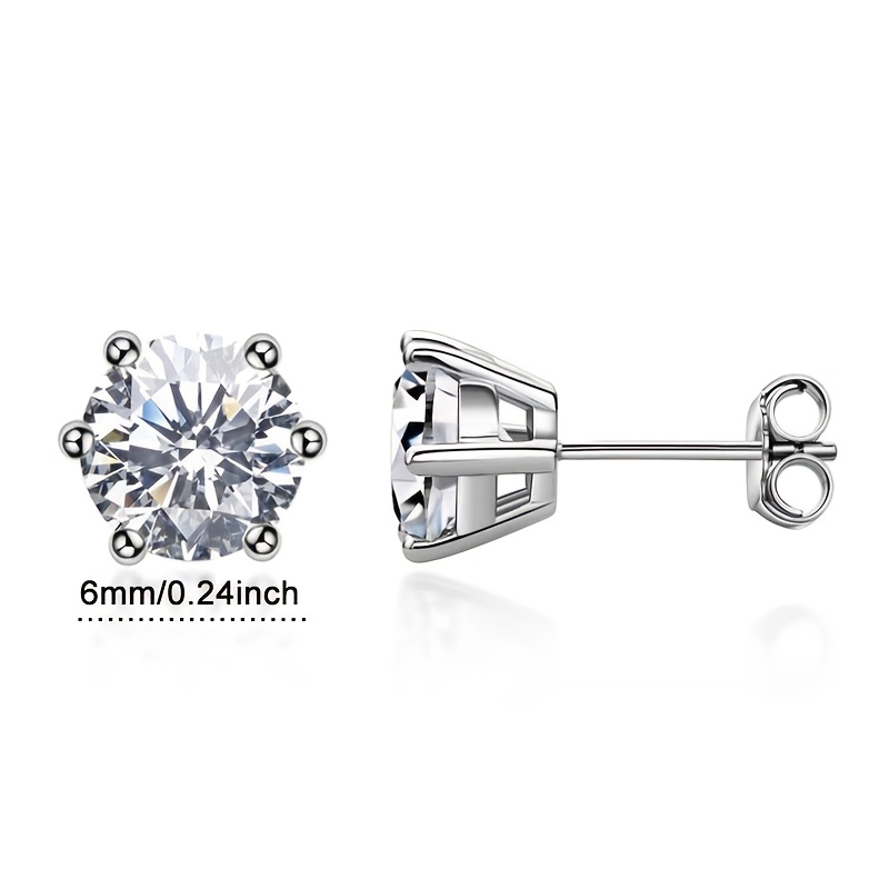 Women's Classic Round Dazzling 1 Carat Stud Earrings, Hypoallergenic