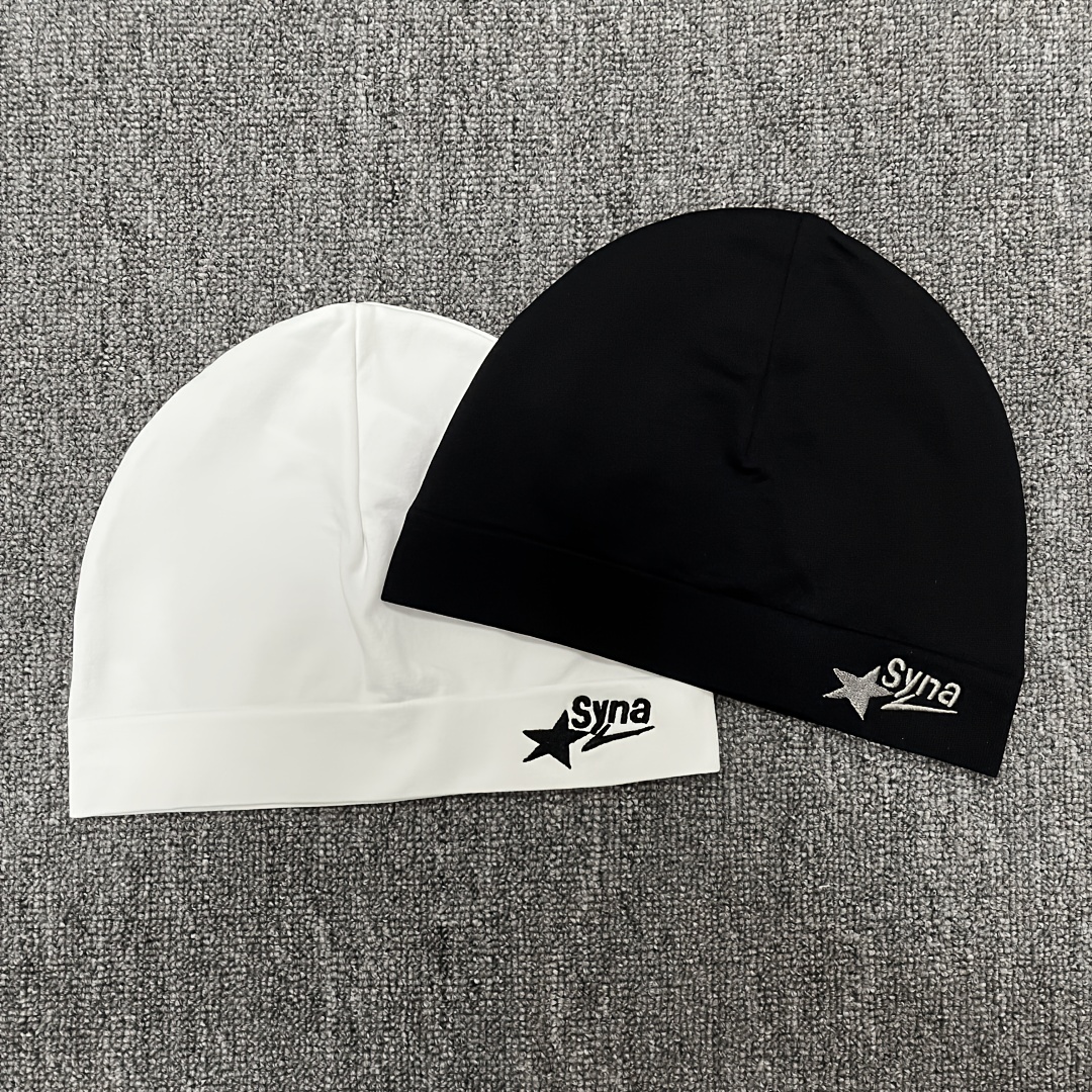 TEMU 2pcs Set Letter And Star Embroidered Brimless Beanie, Streetwear Outdoor Hip-hop Party Accessory, Unisex Comfortable And Portable Hat