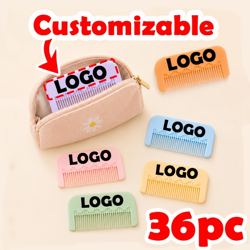 TEMU 12/24/36 stuks (willekeurige kleuren) Custom Logo Schattige Mini Kammen Draagbare Haarborstels, Huis Kammen, Handig voor Thuis Reizen en Opslag