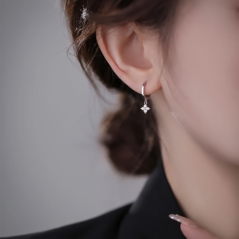 Vintage Copper Dangle Earrings with Synthetic Cubic Zirconia