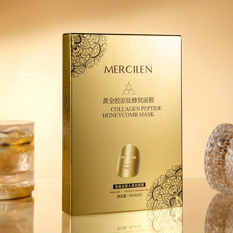 5pcs Golden Collagen Peptide Mask with Hyaluronic Acid