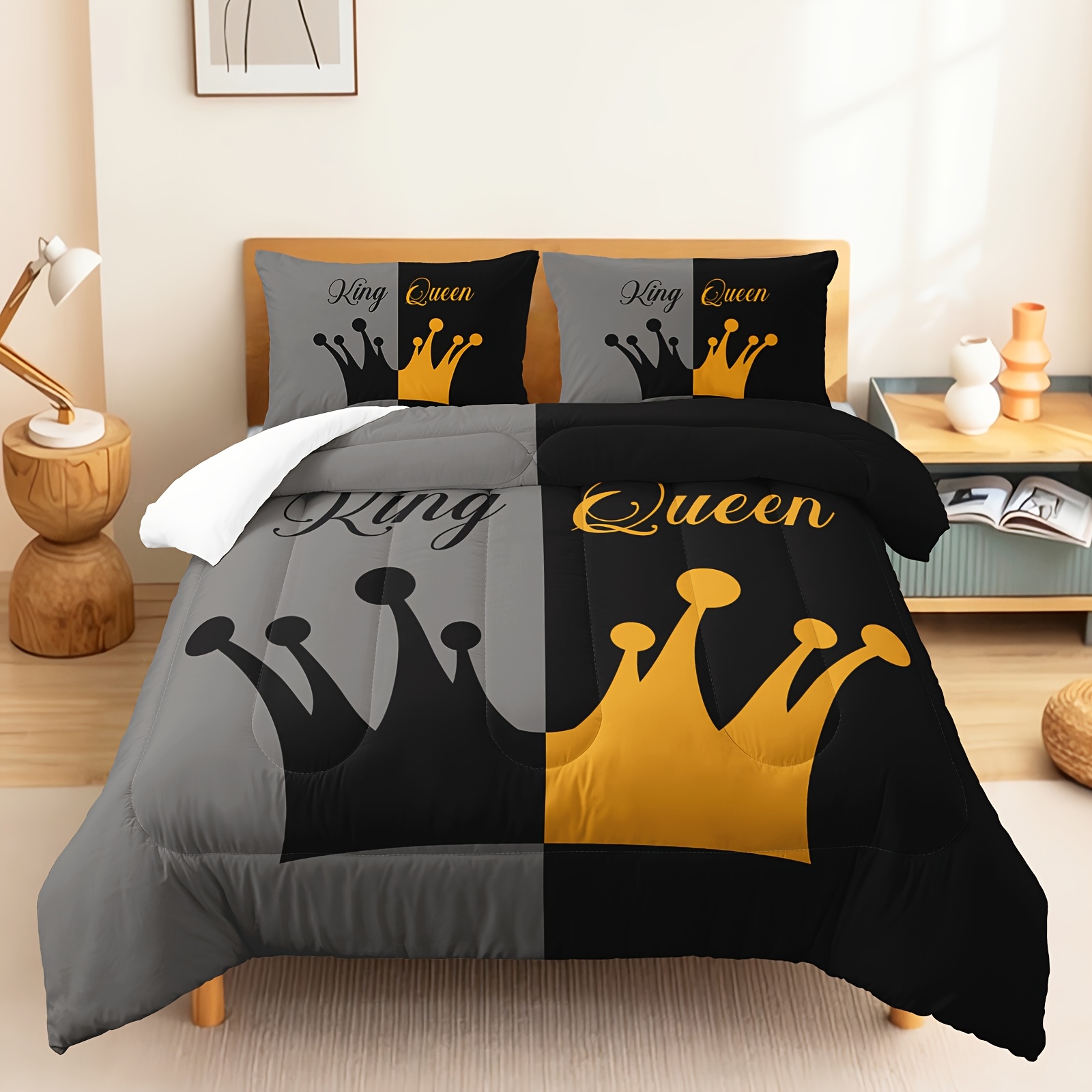 3pcs   comforter set queen size   comforter couple bedding for women husband wife mr mrs heart shape quilt with 2 pillowcases Product details 0