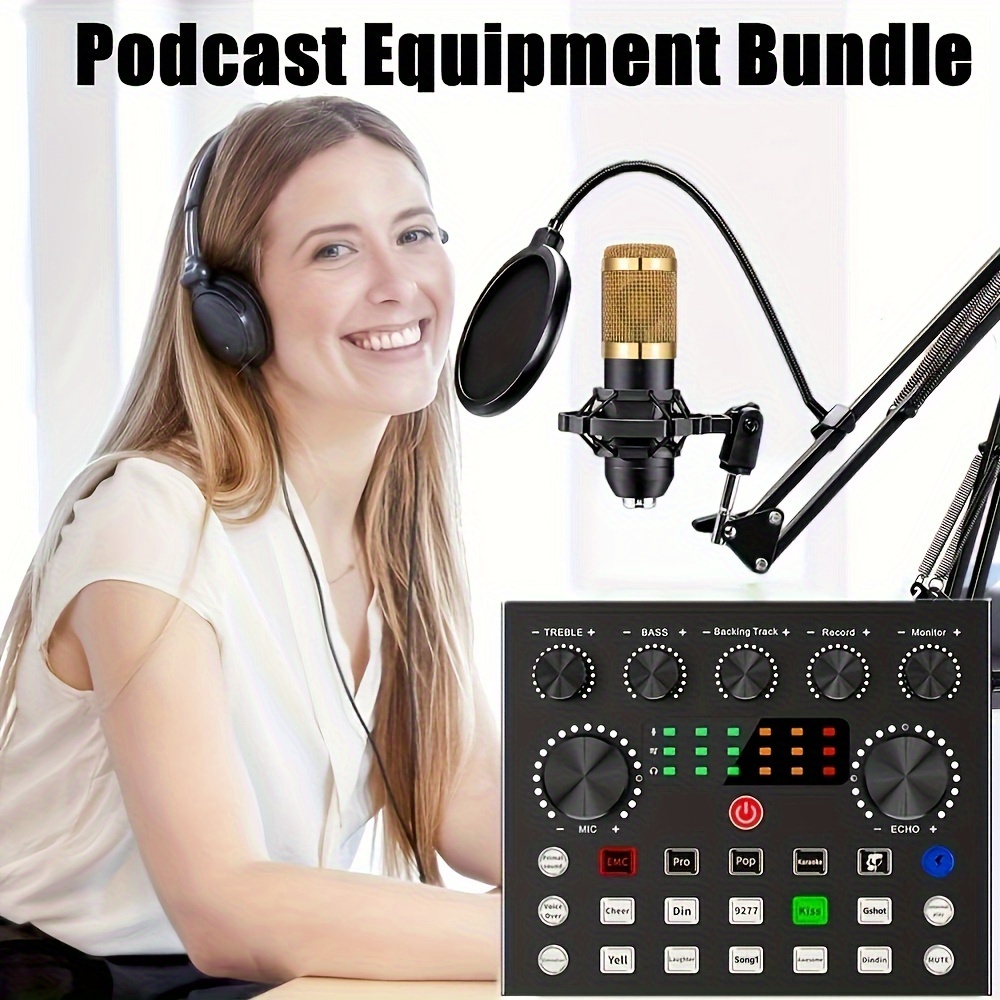 

Podcast Equipment Bundle, V8s Audio Interface With All In 1 Live Sound Card And Bm800 , Podcast Microphone, Perfect For Recording, Broadcasting, Live Streaming Eid Al-adha Mubarak
