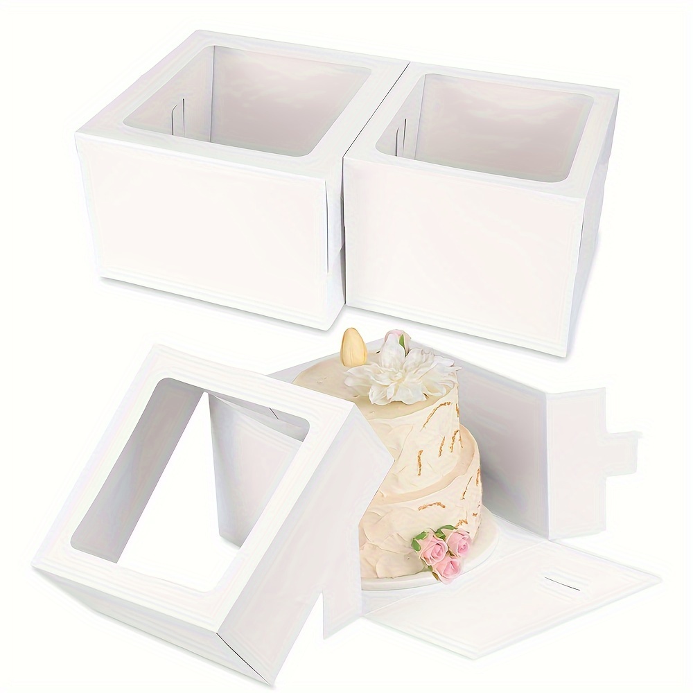 

12 Pcs Pastry Packaging Boxes, Cake Boxes, 10x10x8/12x12x8 Inch White Bread Boxes, Dessert Cardboard Cake Boxes With High Window Height, Paper Cupcake Pie Donut , Summer Wedding Season