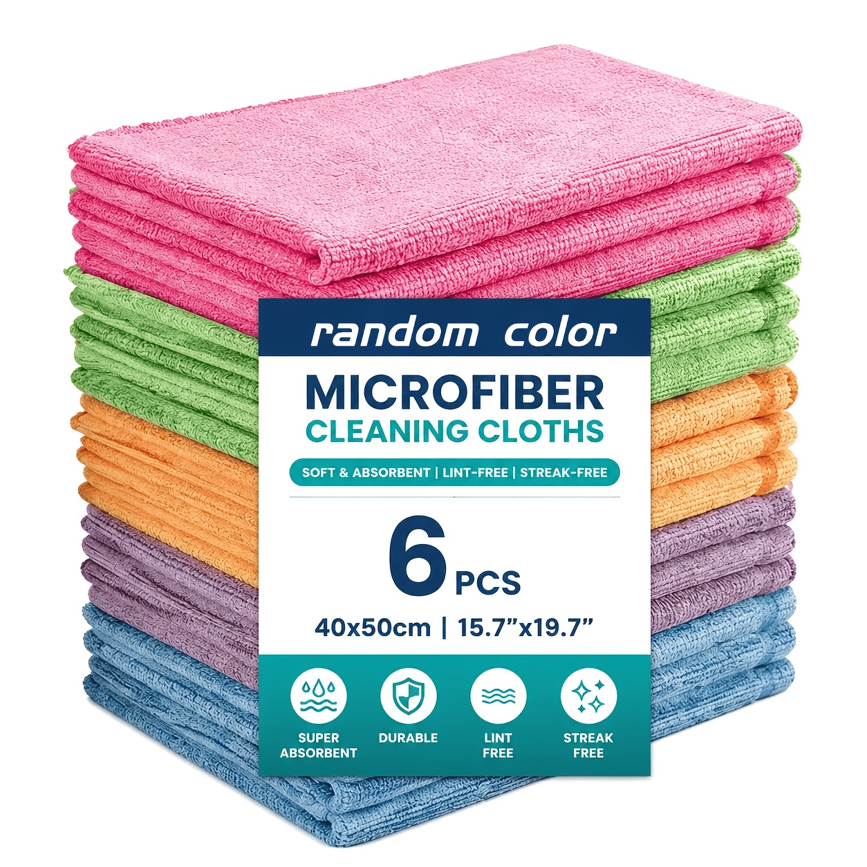 TEMU 6pcs Upgraded Large Car Cleaning Cloths, Random Colors, No Fiber Residue. Size 49.99 X 39.98cm. More Cleaning Car Corners And Details, Car