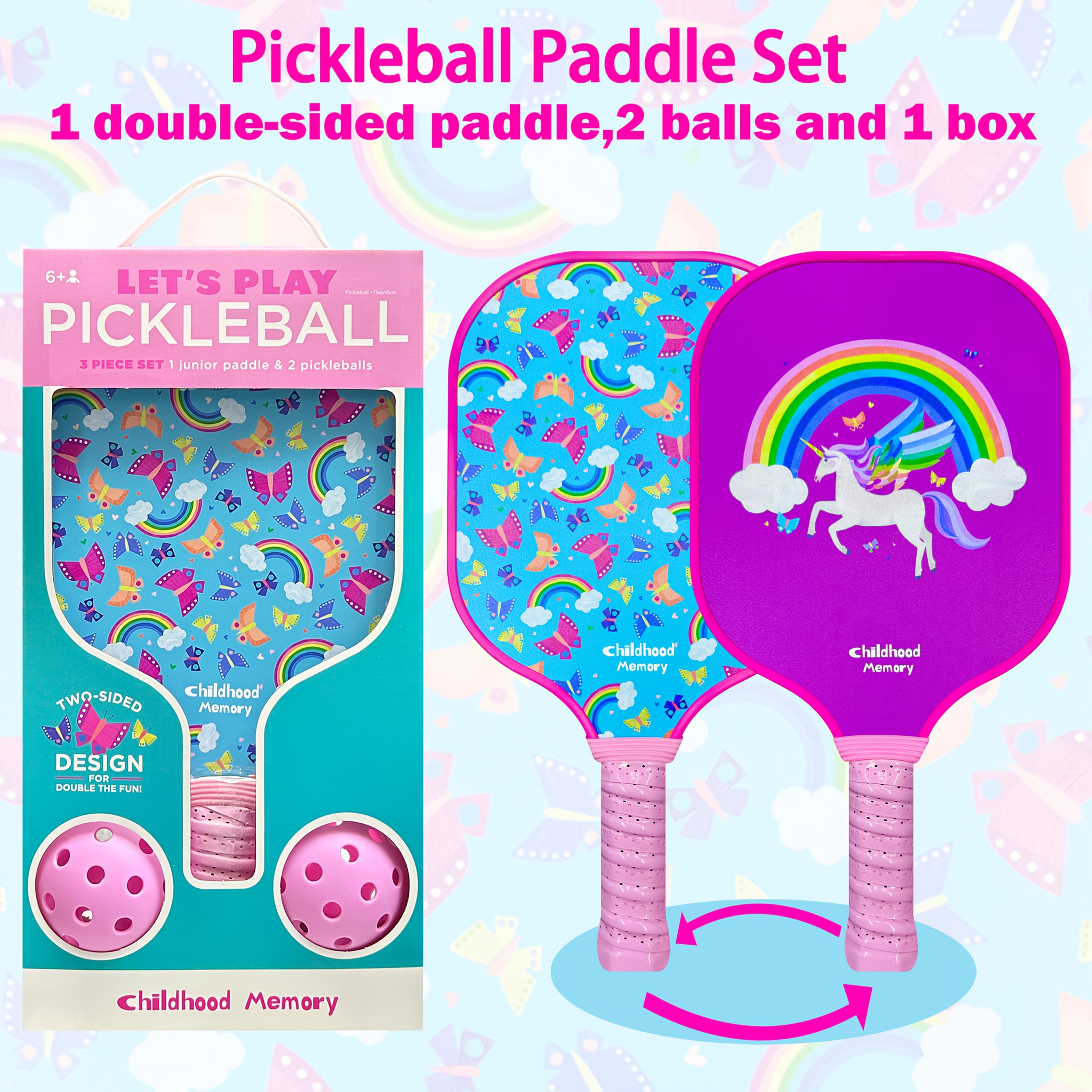 TEMU Kit de pickleball comprenant 2 balles, 1 raquette et une boîte cadeau. Léger et bien conçu, de cadeau idéal et une raquette de pickleball pour