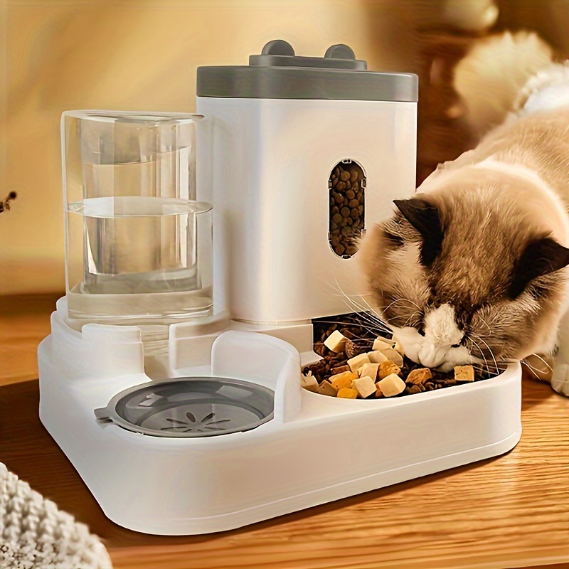 

Automatic Cat Feeder And Water Dispenser Set - Gravity Pet Food Bowl With Self-dispensing - Durable Plastic, Dual Bowl Design For Cats, Non-electric, No Battery Needed