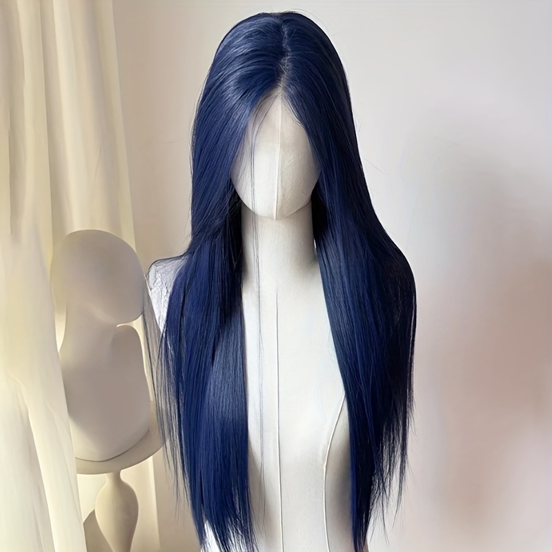 synthetic lace front wigs in sapphire blue measuring 13x4  display picture 2