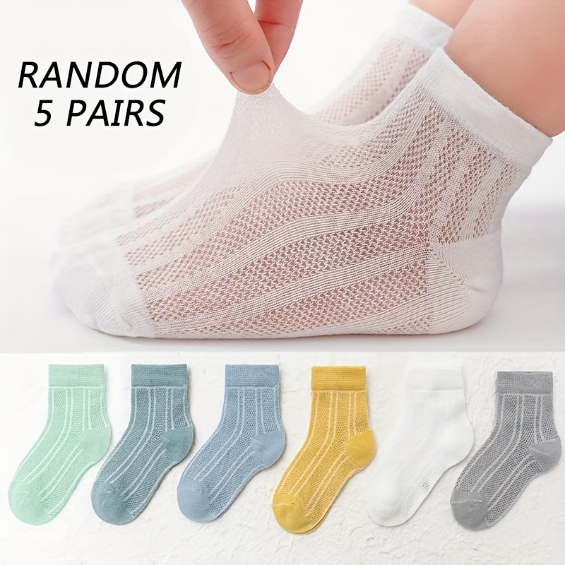 E-shop 5 Paar Kinder Socken Frühling Sommer Mesh Große Kinder Jungen Mädchen Baby Atmungsaktive Mid-Calf Socken Zufällige Farbe
