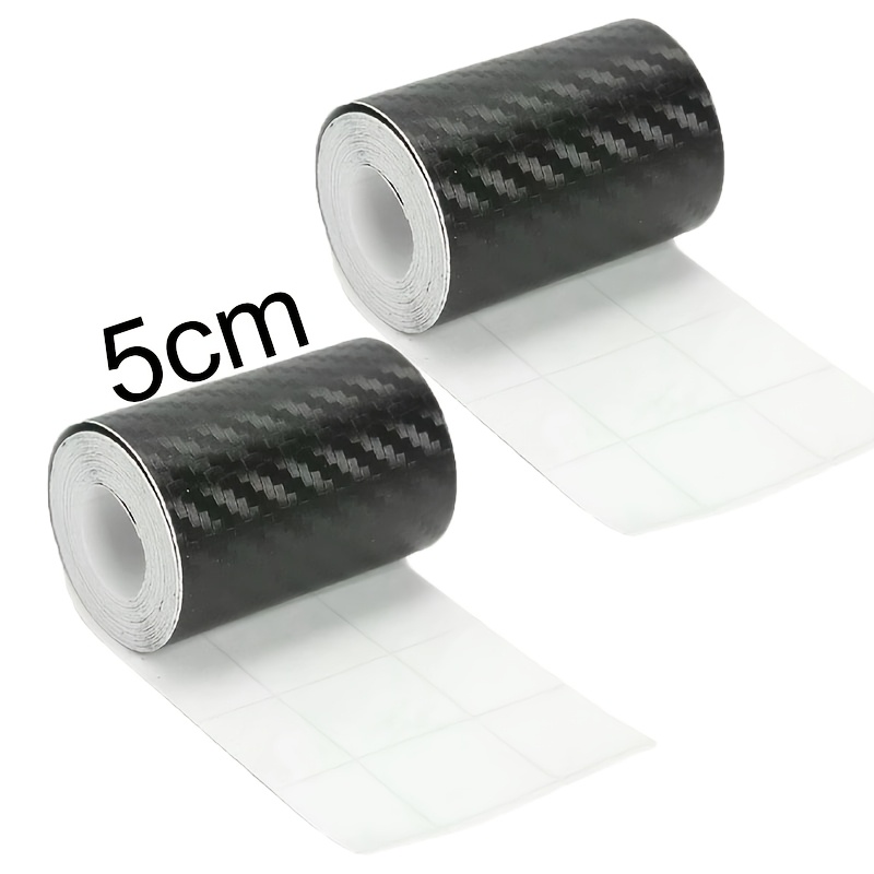 TEMU 2 Rolls 3d Carbon Fiber Tape | Scratch-resistant Bumper And Sill Protection Strips, Black, Accessories, Interior, Durable Adhesive Film,