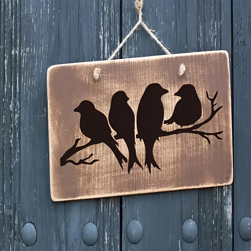 A4 Size Botanical Design Stencil with 1 Branch and 4 Birds