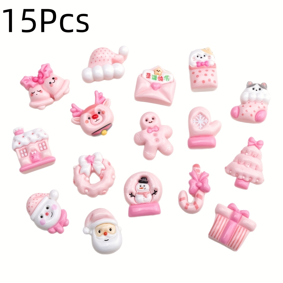 TEMU 15pcs Christmas Series Resin Patch Set Is Suitable For Handmade Resin Jewelry Holiday Gift Decoration Jewelry Making Tools