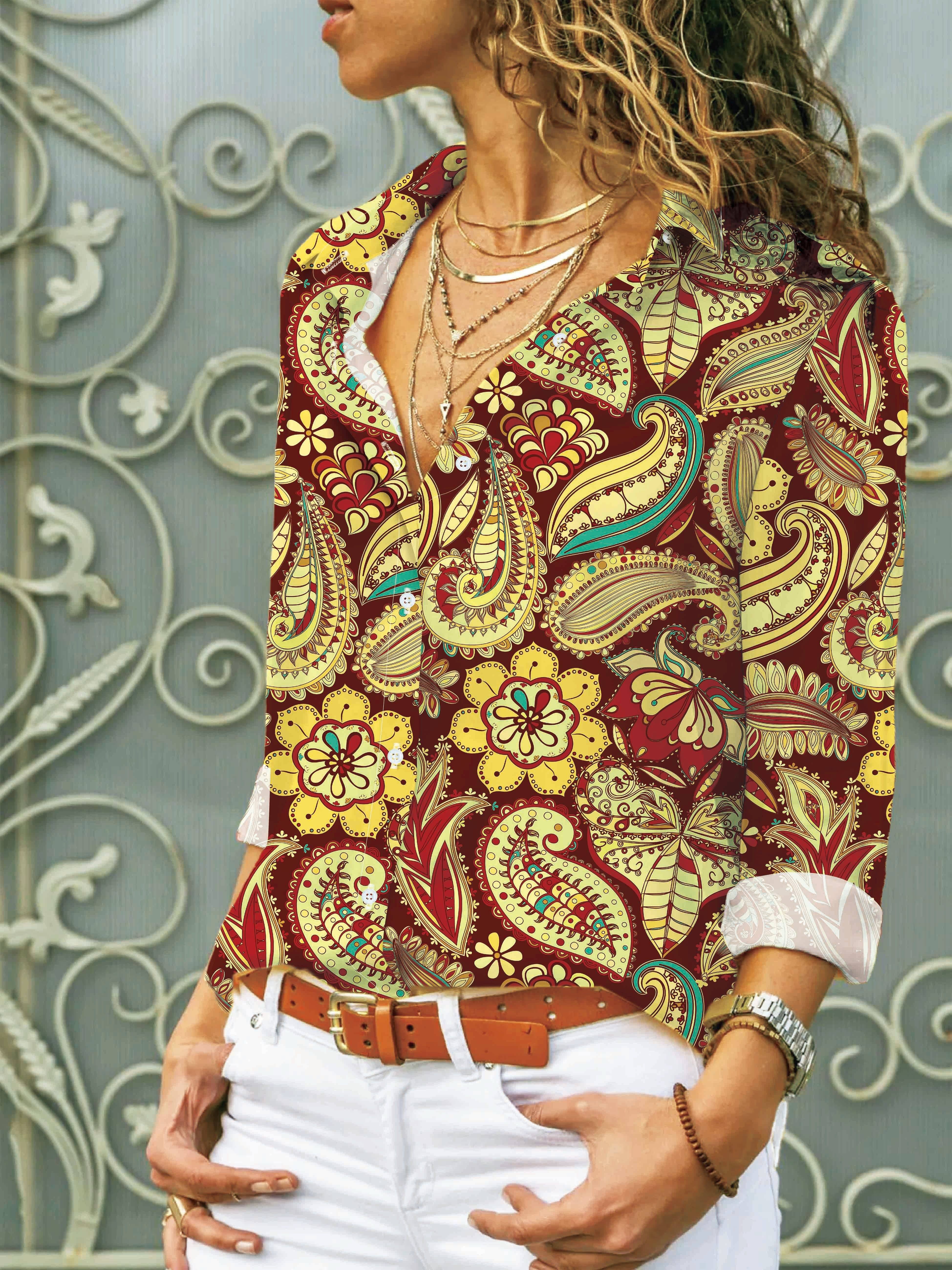 paisley-print long-sleeve shirt