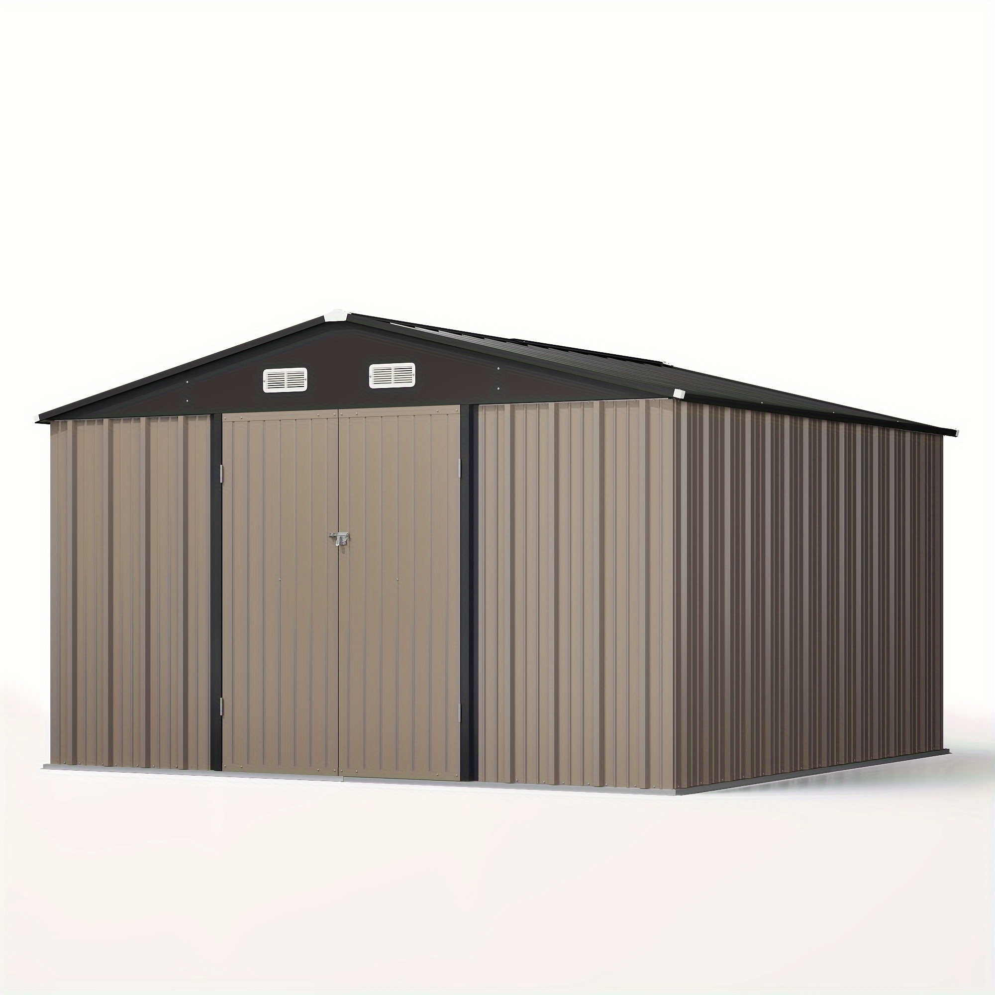 

10x10 Ft Outdoor Storage Shed, Large Metal Steel Utility Tool Shed Storage House With Lockable Door, Garden Tool Shed For Backyard Garden Patio Lawn