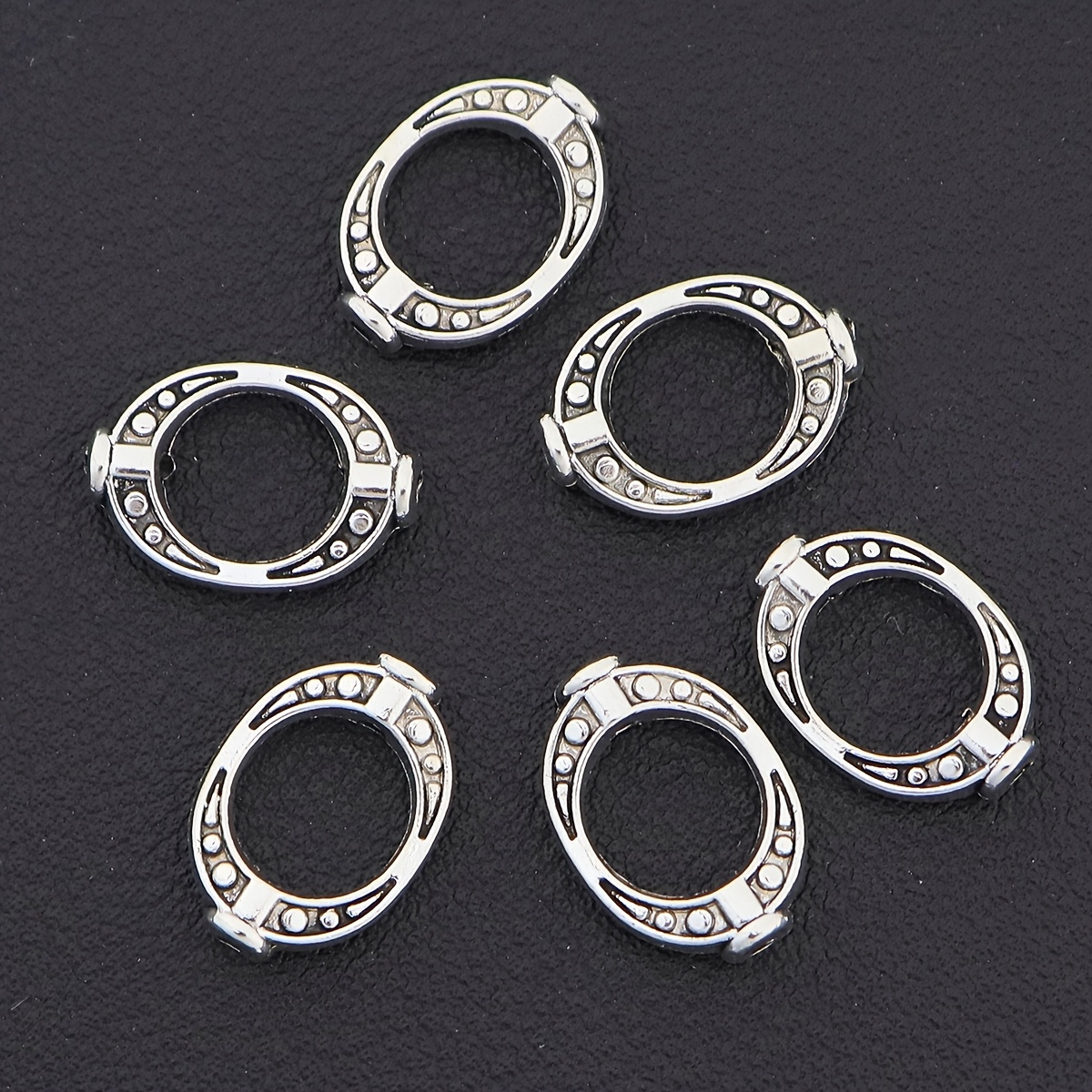 TEMU 20 pièces Cadre de Perles de Tortue Rétro en Alliage Ancien Ovale Entretoise Perforée Connecteur à Motif Trou Droit Cadre de Perles avec Bouchon