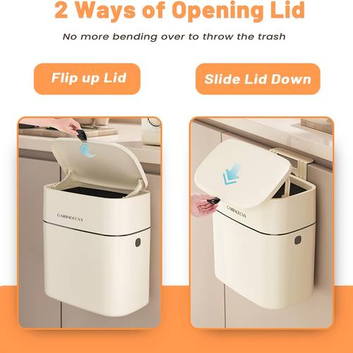 2.38gal Large Capacity Dual-Use Hanging Lid Trash Can, Halloween, Christmas, Wall-Mounted Decorative Trash Can, Countertop Lid Compost Bin, Small Trash Can with Lid, Suitable for Cabinets, RVs, Bathrooms, Offices, Camping New Year Gifts, Camping