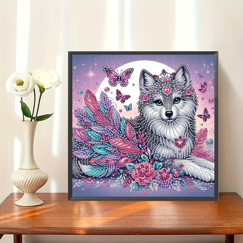 Image of 1pc Adult Beginner Diamond Painting Kit, 5d Floral And Dog Special Shaped Crystal Drill Partial Diamond Mosaic Art Craft, Handmade Creative Making Your Creative Inspiration And