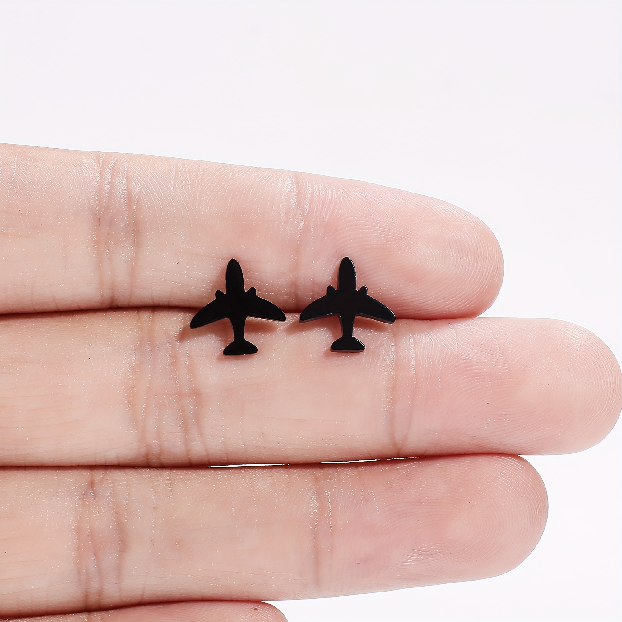 TEMU 316 Acier Inoxydable Mini Boucles d'Oreilles Avion - Accessoire Élégant pour Femmes, Idéal pour un et Cadeau