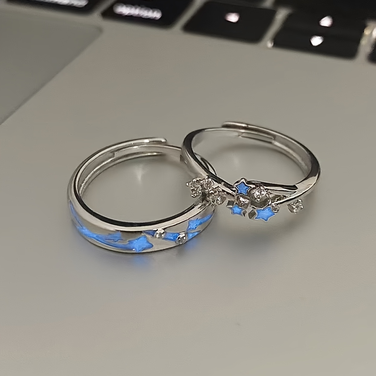 2pcs Couple Rings Starry Night Luminous Pair Ring