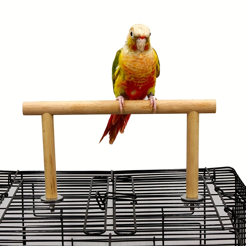 1pc Parrot Wooden Perch, Stable Bird Stand, Durable Parrot Toy And Cage Accessory For