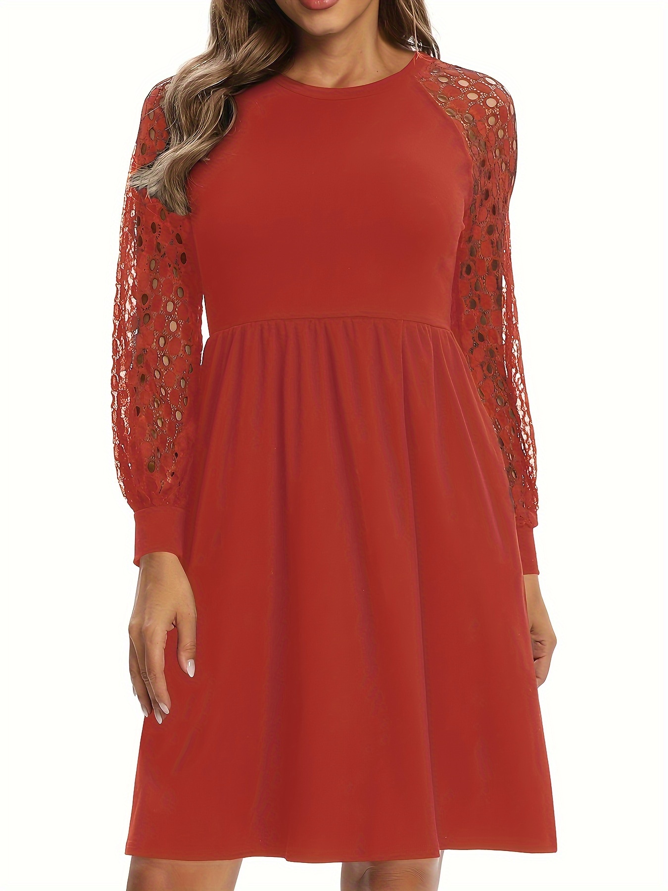 long flowing pink dress with lace sleeves Lace Long Sleeve and Chiffon Dress main image 0
