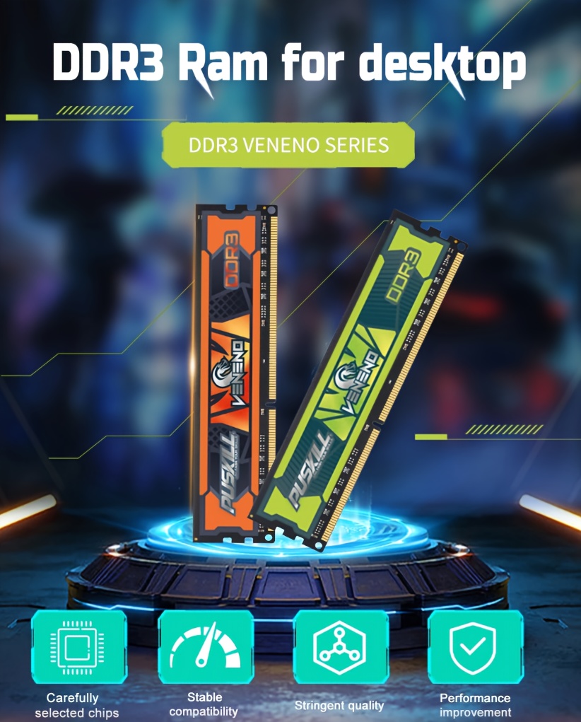 PUSKILL 16GB Kit (2x8GB)/8GB/4GB DDR3 RAM, 1600MHz, 1.5V DIMM Desktop Memory Module - High Performance, Low Power Consumption, Professional Grade Storage for Modern Computers, Speed upgrade Unleash potential. Substantial increase speed| Compatible