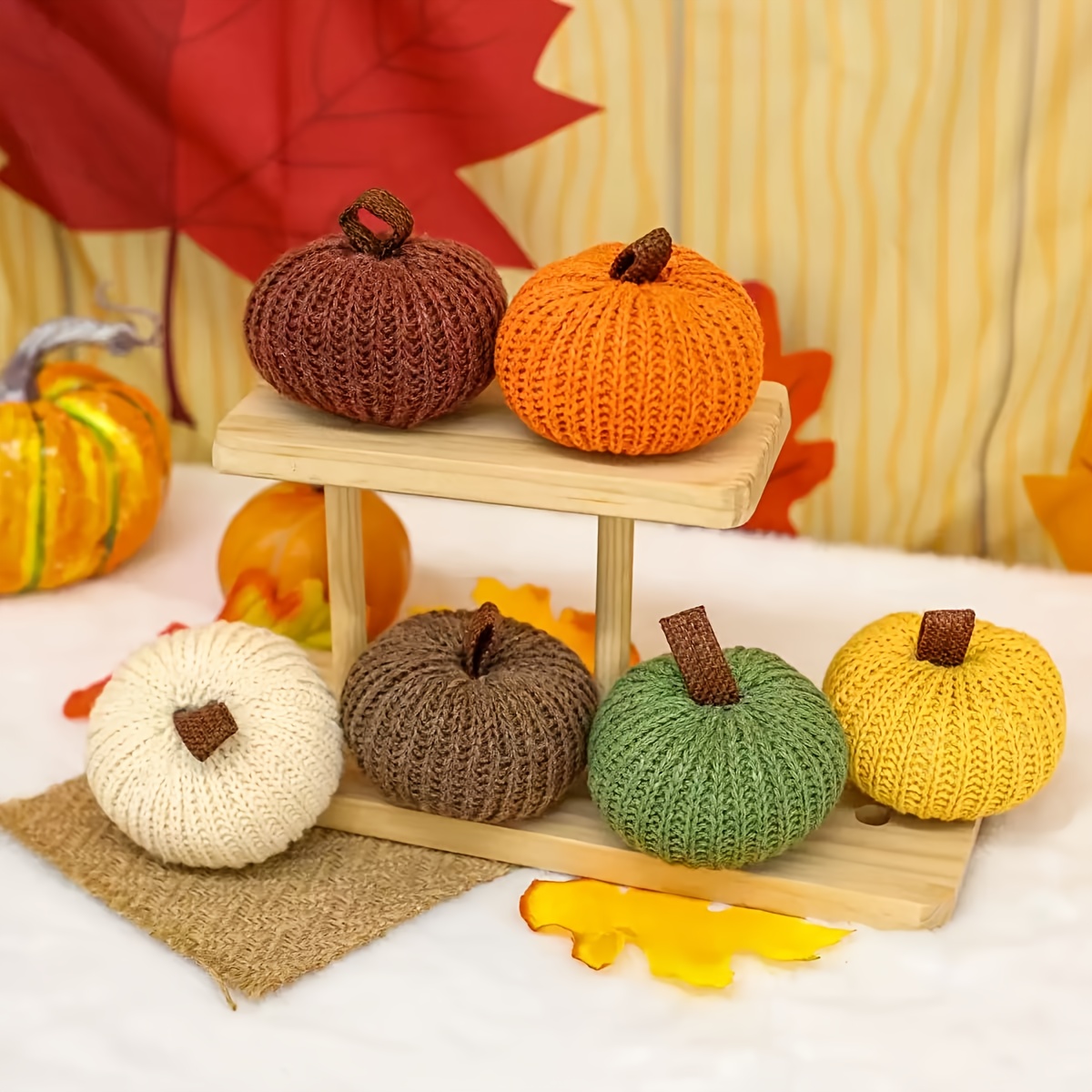 Image of 6 Hues, 6 Tiny Knitted Pumpkins, Crochet Pumpkins, Rustic Cottages, Small Knitted Pumpkins For Thanksgiving, Halloween, Fall Decor, Home Decoration, Christmas, New Year Decor, Is Your