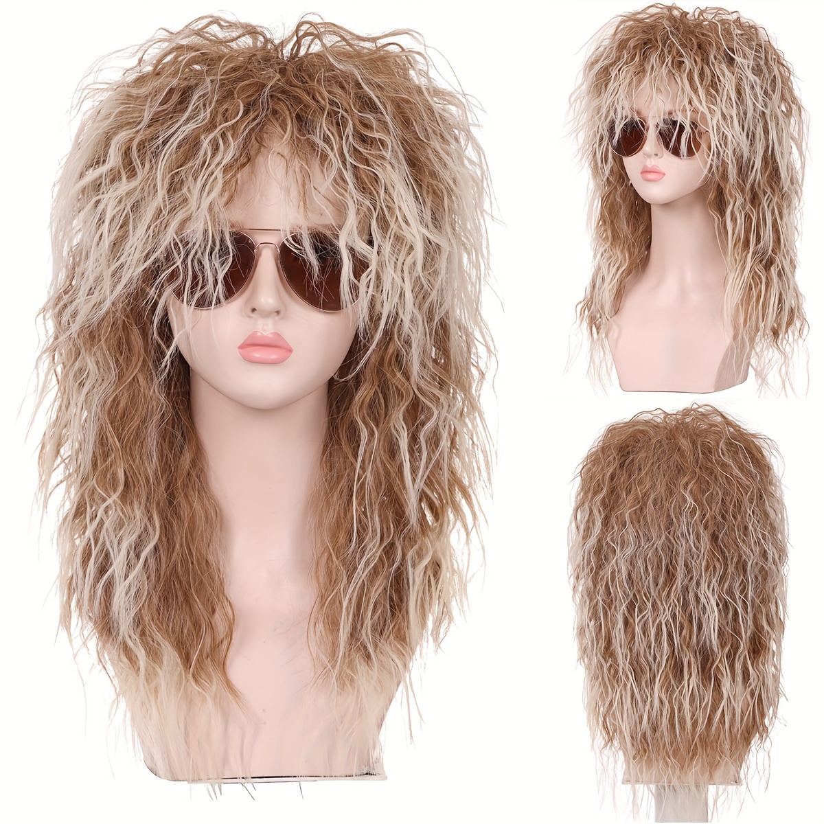 

New 18-inch Cosplay Wig, Curly, Heat-resistant- Role-playing And Parties- Seamless Edge Synthetic Fiber.